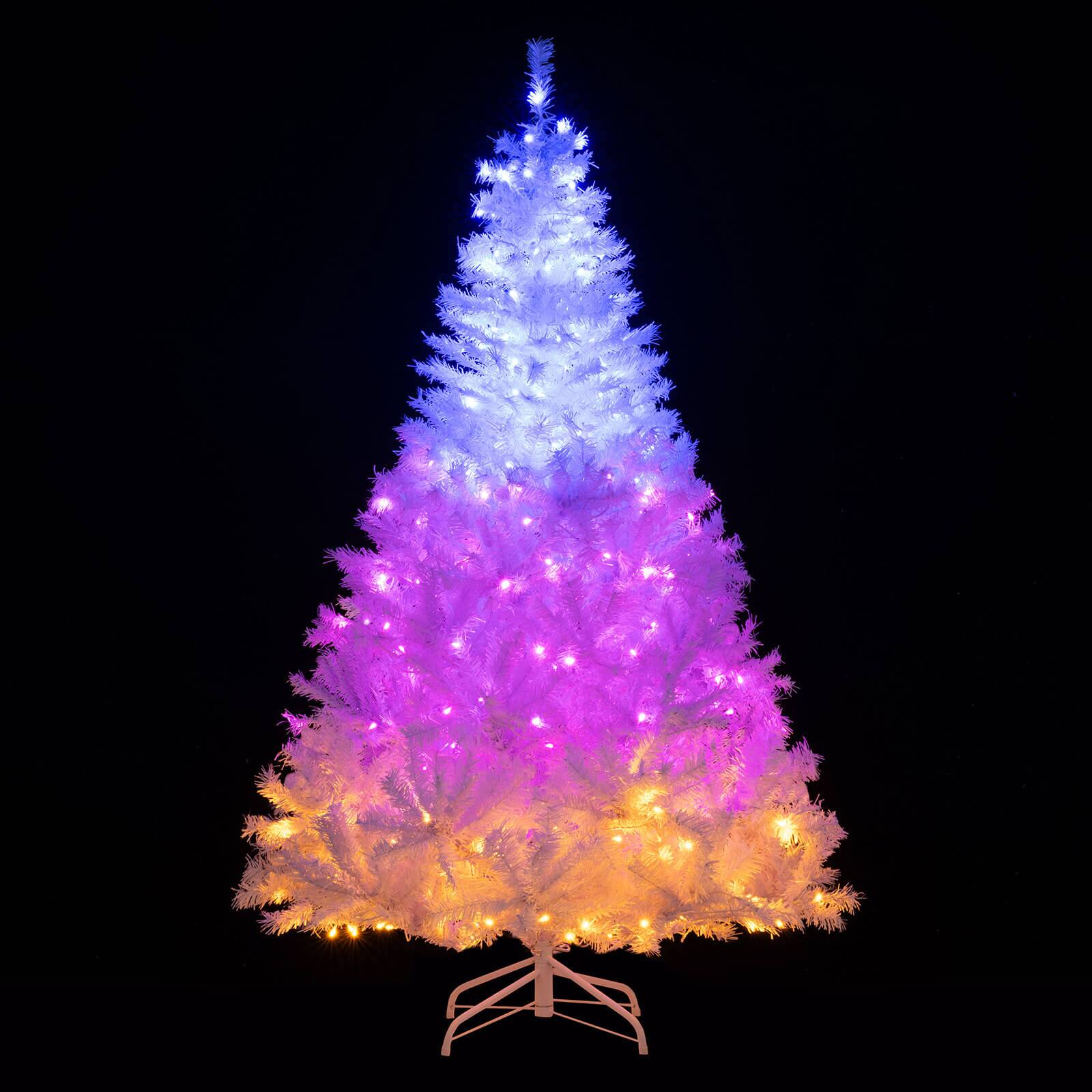 Alt View 2. Costway - Costway 6 FT Artificial Christmas Tree with 1000 Branch Tips 280 Lights 11 Lighting Modes - White.