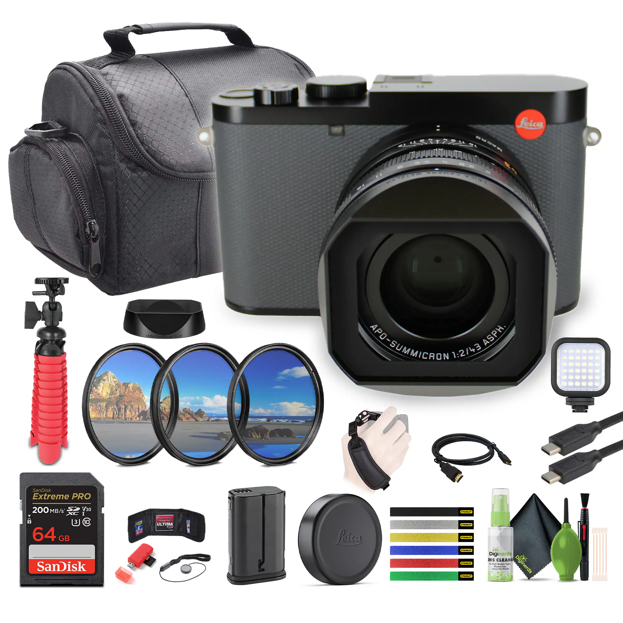 Leica - Q3 43 Compact Digital Camera 60MP Full-Frame BSI CMOS Sensor + More - Black
