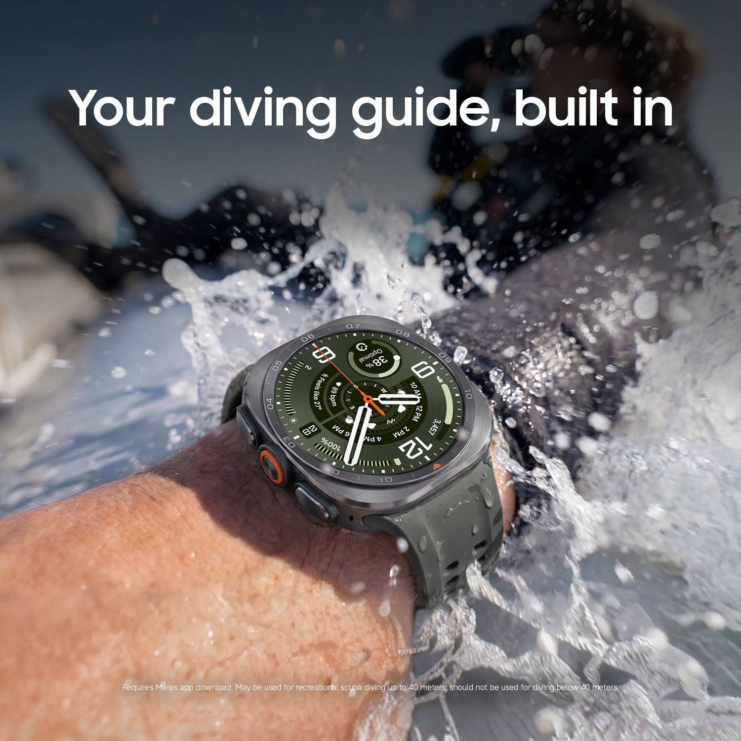 Your diving guide, built in

Requires Mares app download. May be used for recreational scuba diving up to 40 meters; should not be used for diving below 40 meters