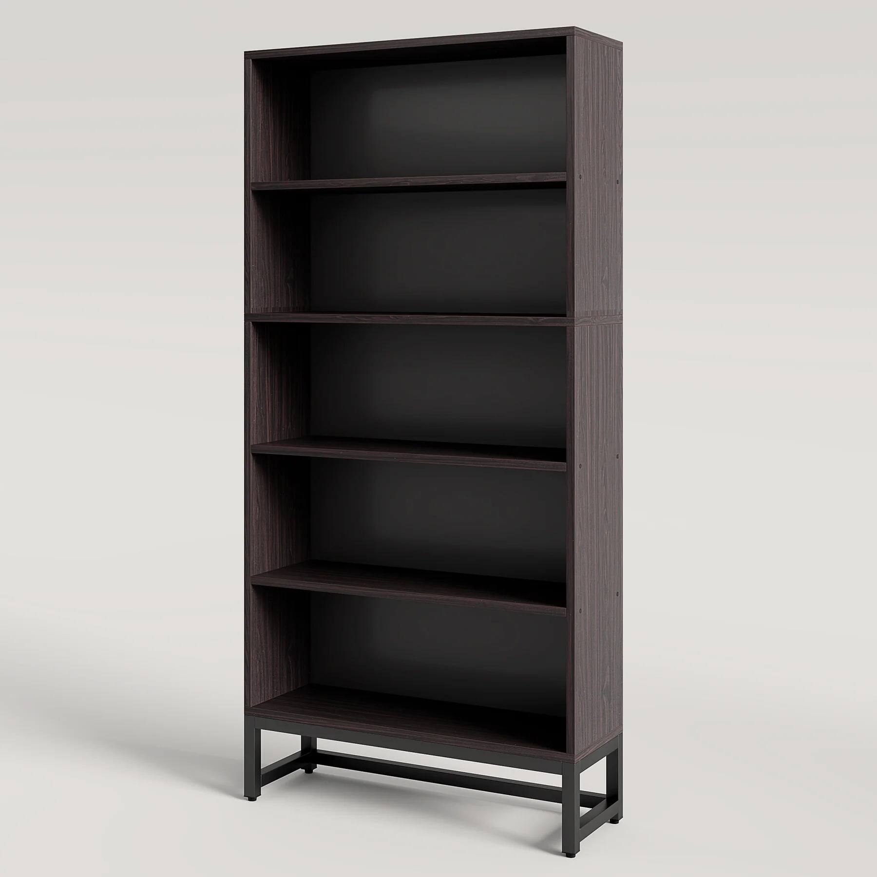 Alt View 1. Kadyn - Kadyn Bookshelf, Tall Library Shelf - Sturdy Construction for Heavy Hardbacks, Figures & More,Brown - Sandalwood.