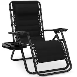 Best Choice Products - Padded Zero Gravity Chair with Side Tray & Adjustable Headrest - Black