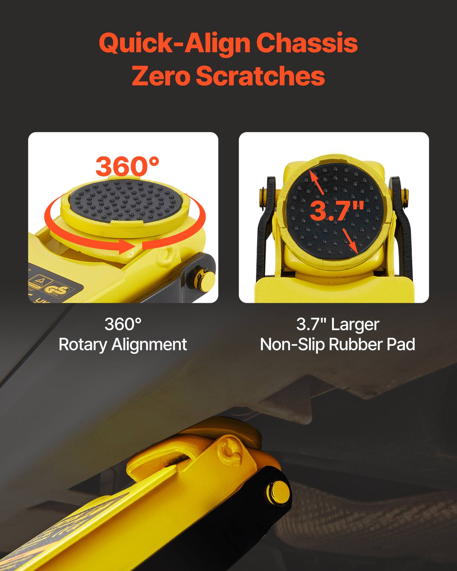 Quick-Align Chassis Zero Scratches

360° Rotary Alignment

3.7" Larger Non-Slip Rubber Pad