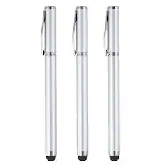 Front. Unique Bargains - 3pcs Ballpoint Pen with Stylus Tip 2 in 1 Ink Pen & Fine Point Rubber Stylus Pens for All Capacitive Touch Screens - Silver.