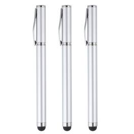 Unique Bargains - 3pcs Ballpoint Pen with Stylus Tip 2 in 1 Ink Pen & Fine Point Rubber Stylus Pens for All Capacitive Touch Screens - Silver