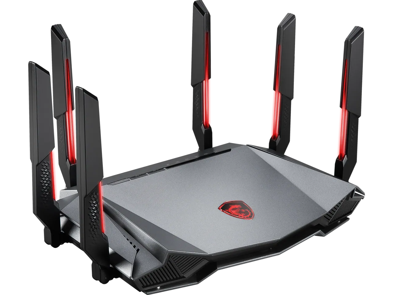 Front. MSI - MSI RadiX AXE6600 WiFi 6E Tri-Band Gaming Router support 2.5GHz/5GHz/6GHz, AI QoS support - Unknown.