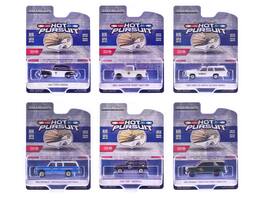 "Hot Pursuit" Series 46 Set of 6 Police Cars 1/64 Diecast Model Cars by Greenlight - Multicolor