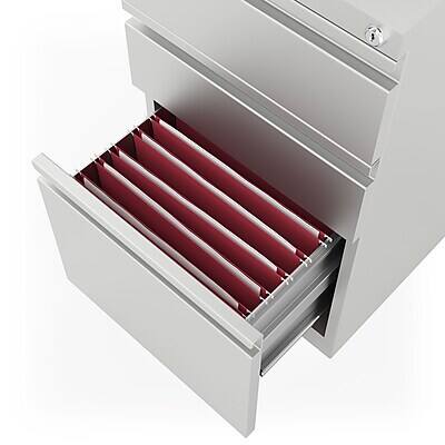 Alt View 2. Staples - Heavy Duty Mobile Pedestal File Cabinet with Wheels, 3 Drawer - Light Gray.