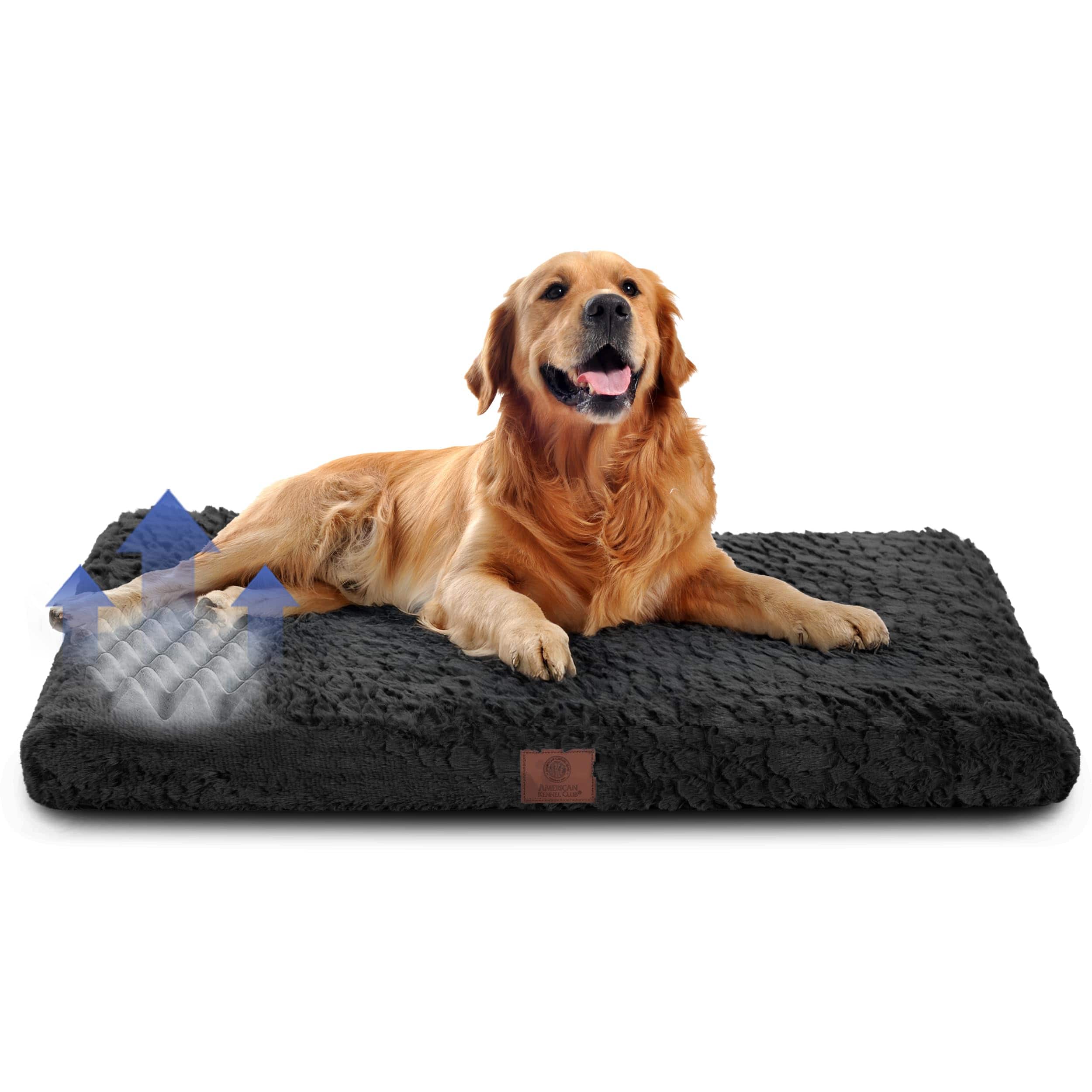 Reds Spade - Memory Foam Dog Crate Mat Egg Cushion Washable Cover Non slip Base Eases Joint Breathable Durable 36x23 - Black 42x27"