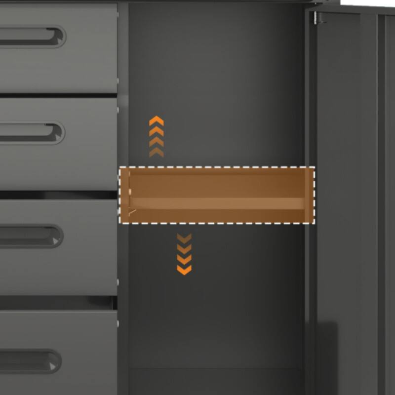 Alt View 6. ALEXOUN - Storage Cabinet - Heavy-Duty Metal Tool Storage Cabinet,with Lockable Wheels & 4 Drawers, for Garage Office Warehouse - Black.