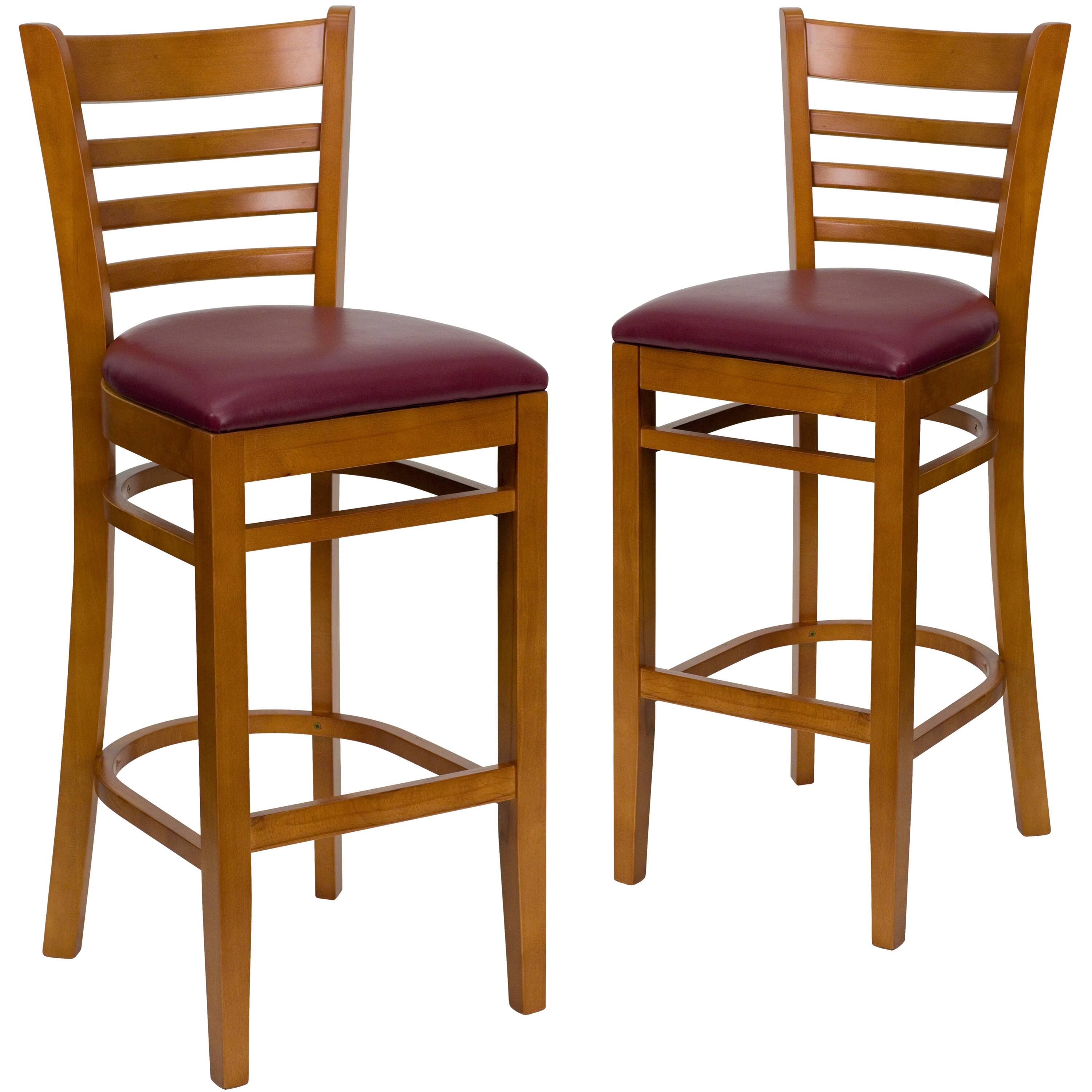 Burgundy Vinyl Seat/Cherry Wood Frame