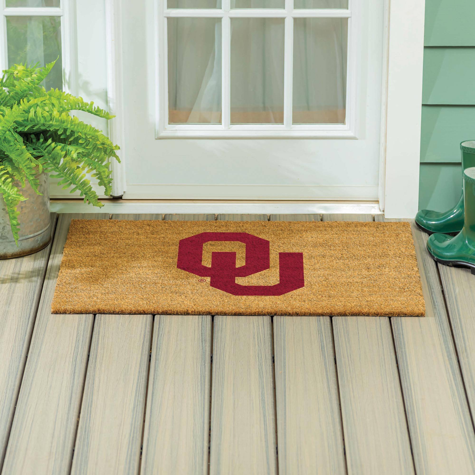 Alt View 3. Evergreen Enterprises - Oklahoma Sooners 24" x 36" Outdoor Team Logo Coir Mat - Brown.