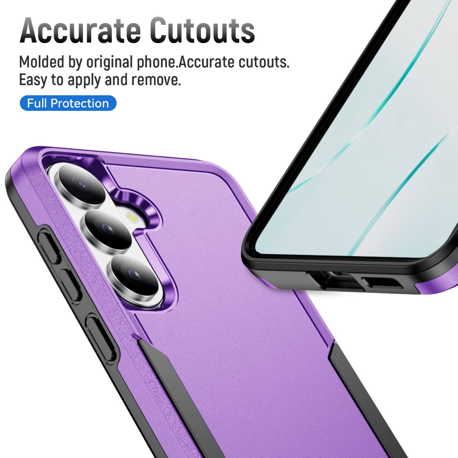 Accurate Cutouts  
Molded by original phone. Accurate cutouts. Easy to apply and remove.  
Full Protection