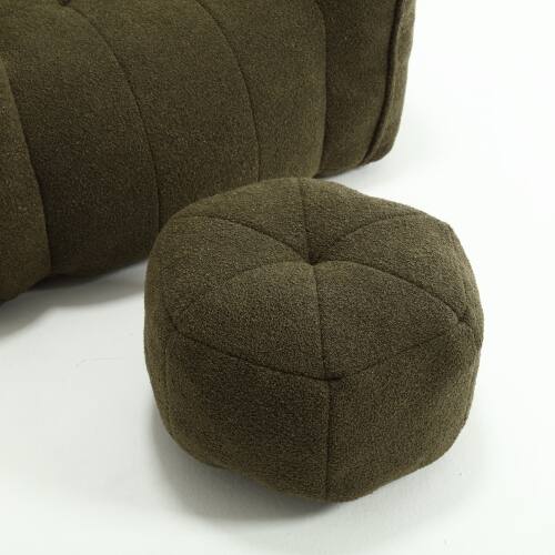 Alt View 4. GOODSILO - Premium Square Bean Bag Sofa with Footstool for Ultimate Relaxation in Living Room and Bedroom - Olive Green.