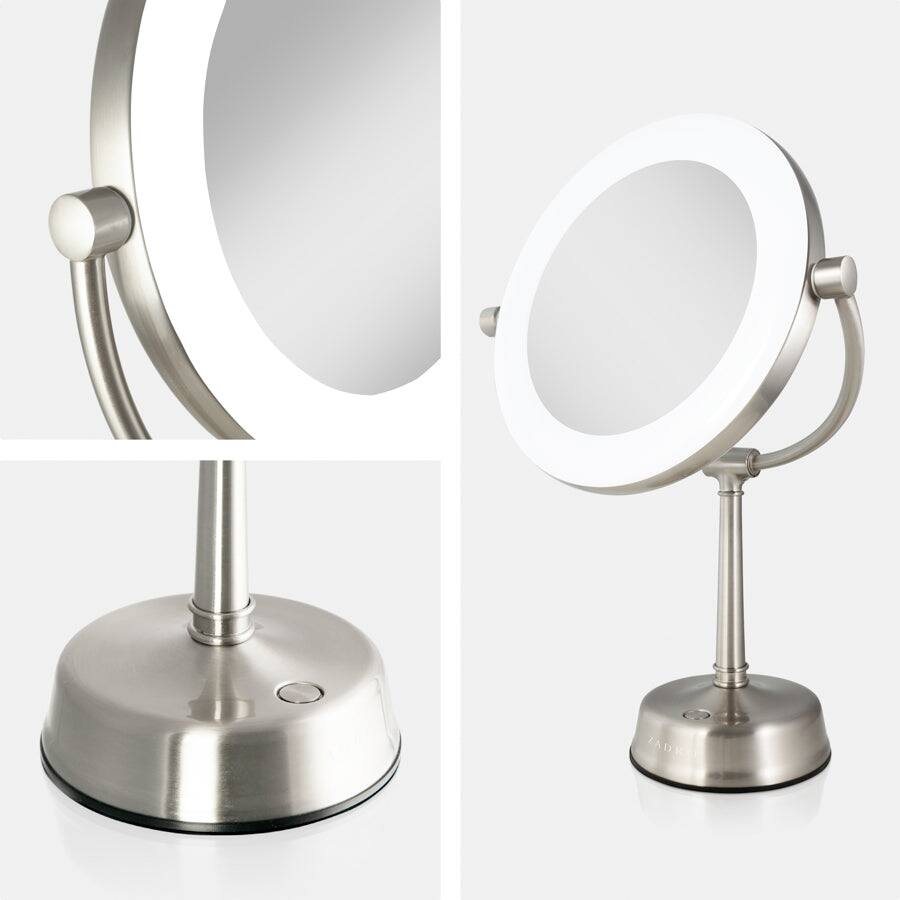 Alt View 4. Zadro - Lexington, LED Lighted Makeup Mirror with 10X/1X Magnifications - Satin Nickel.