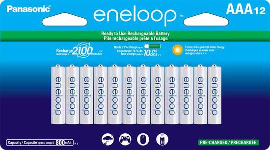 Eneloop AA NIMH rechargeable batteries (12-pack)