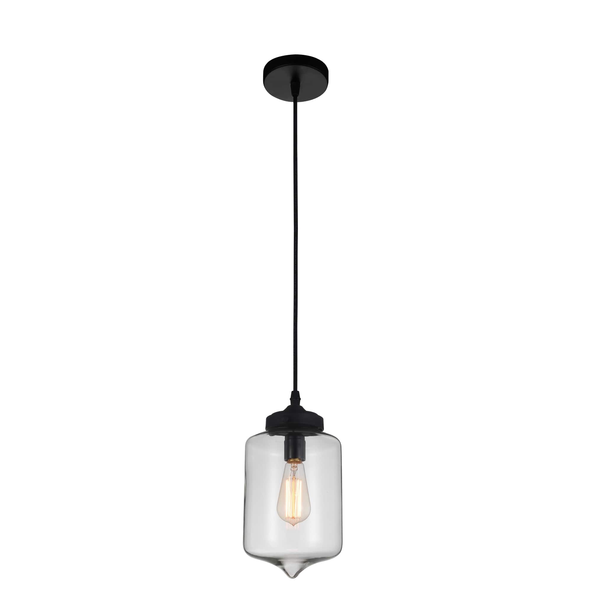 CWI Lighting - Glass 1 Light Down Mini Pendant With Clear Finish - Black