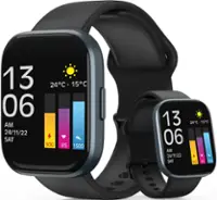 Hunkstar - ST200 Smart Watch, 1.96" HD Touch Screen BT Call Heart Rate/Sleep/Blood Oxygen Monitor IP68 Waterproof - Black - Front_Zoom