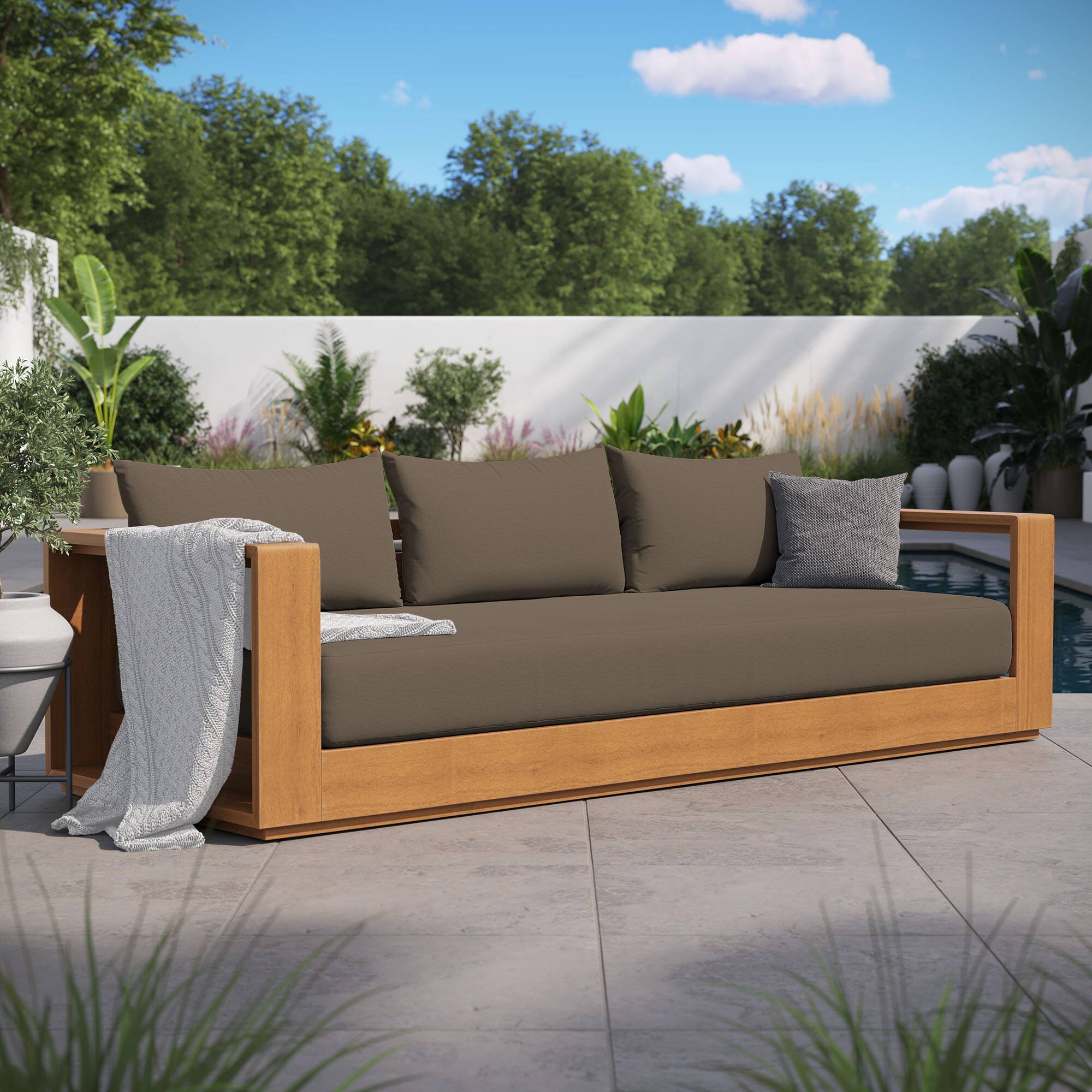 Alt View 6. Modway - Tahoe Outdoor Patio Acacia Wood Sofa by Modway - Natural Cocoa.