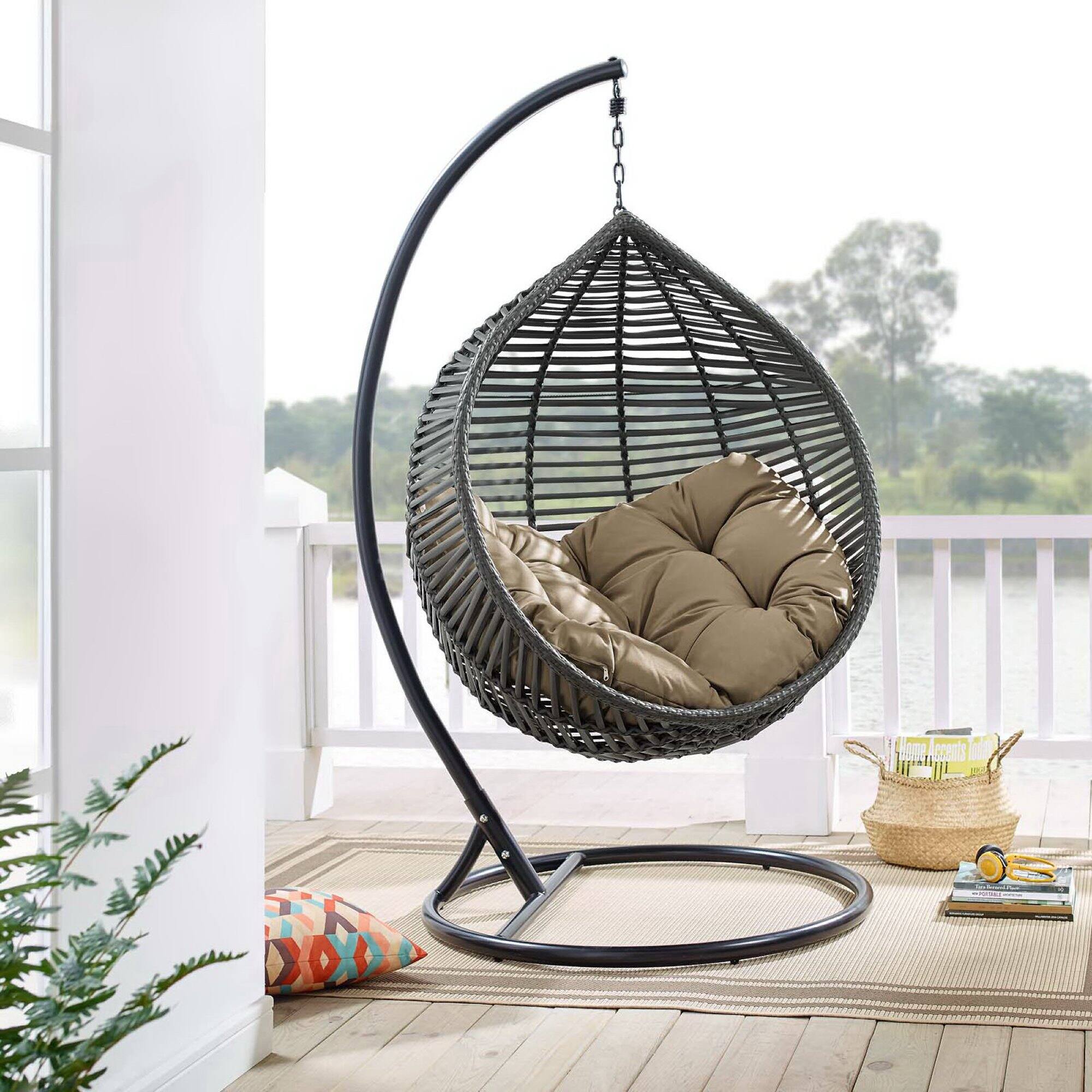 Back. Modway - Garner Teardrop Outdoor Patio Swing Chair by Modway - Gray Mocha.
