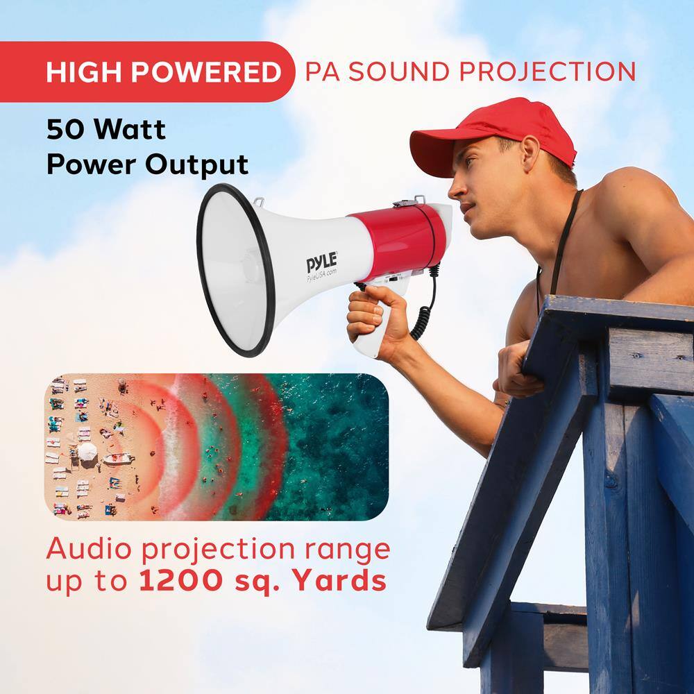 HIGH POWERED PA SOUND PROJECTION

50 Watt Power Output

Audio projection range up to 1200 sq. Yards