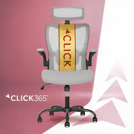 Click365 - High Back Ergonomic Office Chair with Lumbar Support & Adjustable Headrest Mesh Computer Chair with Flip-Up Arms - Gray