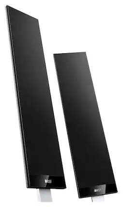 Front. KEF - T Series Dual 4-1/2" 2-1/2-Way Satellite Speakers (Pair) - Black.