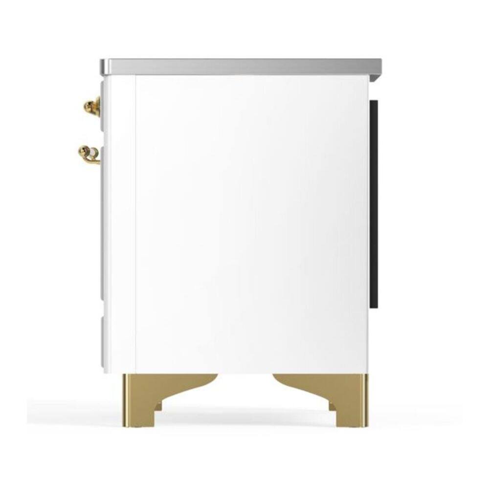 Alt View 4. ILVE - ILVE Majestic II Series  36 in. Induction Range with 5 Induction Elements (Brass Trim) - White.