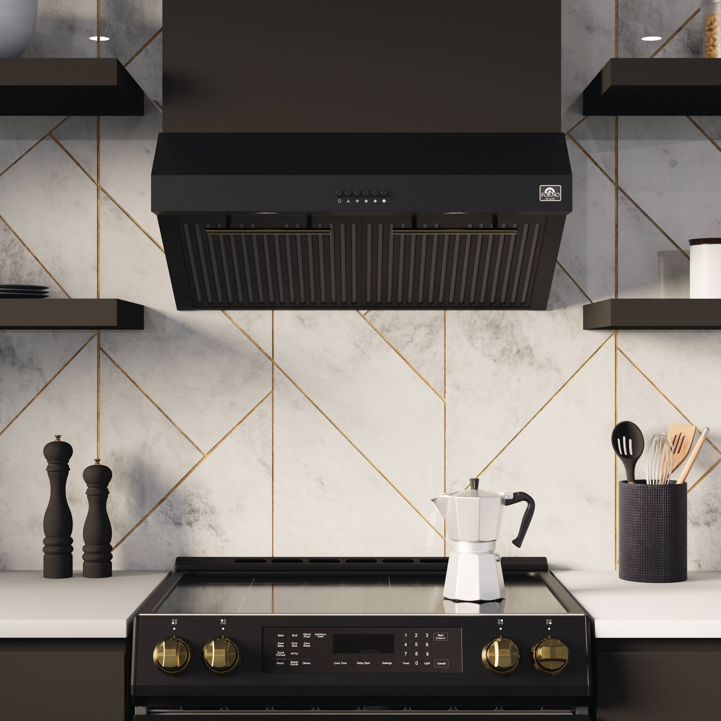 Alt View 10. Forno Appliances - Bari Espresso Collection 30" Under Cabinet Range Hood - Black.