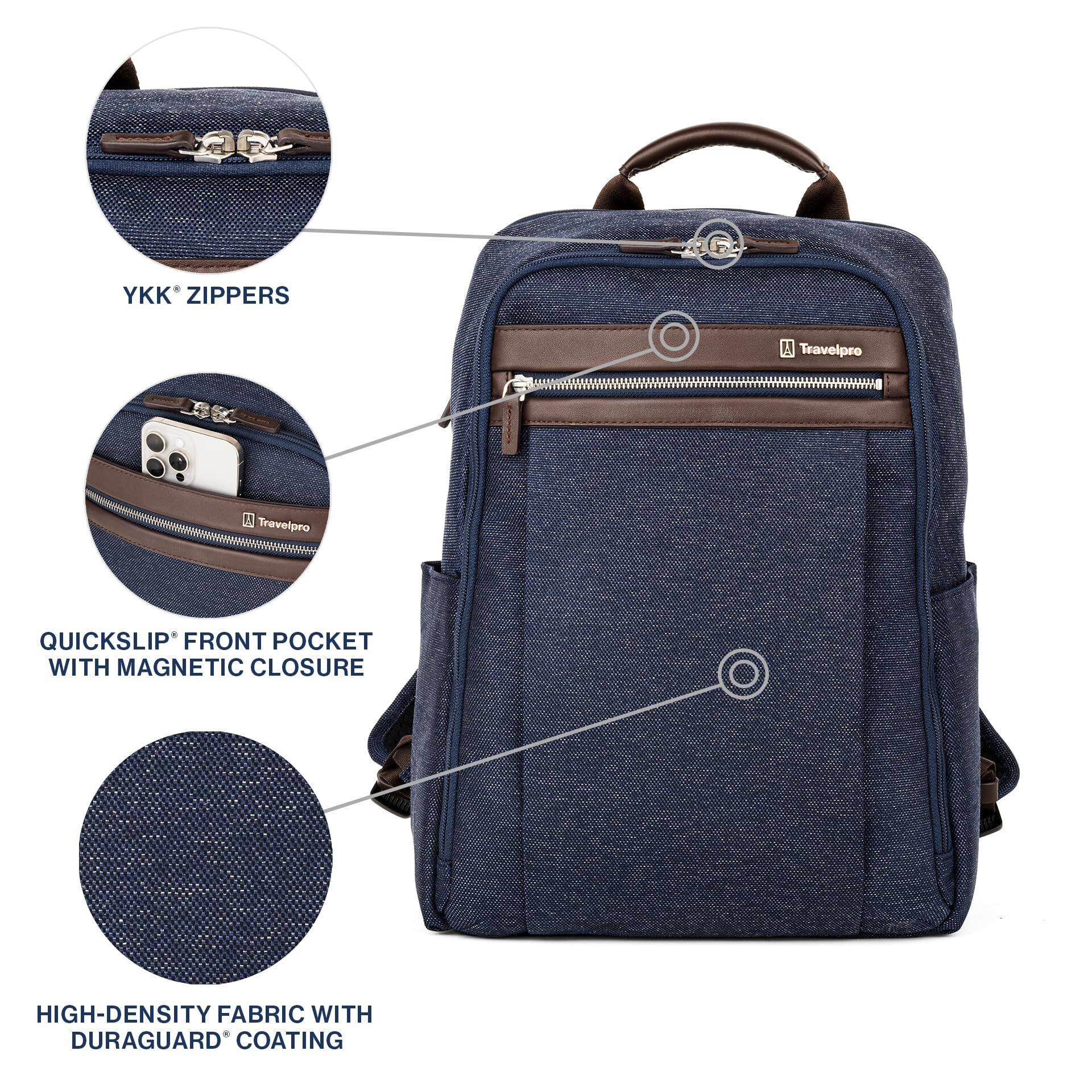 YKK® ZIPPERS  
QUICKSLIP® FRONT POCKET WITH MAGNETIC CLOSURE  
HIGH-DENSITY FABRIC WITH DURAGUARD® COATING