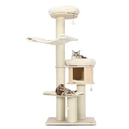 Gymax - 68.5'' Cat Tree Condo 4-Layer Wooden Kitten Activity Tower w/ Sisal Posts