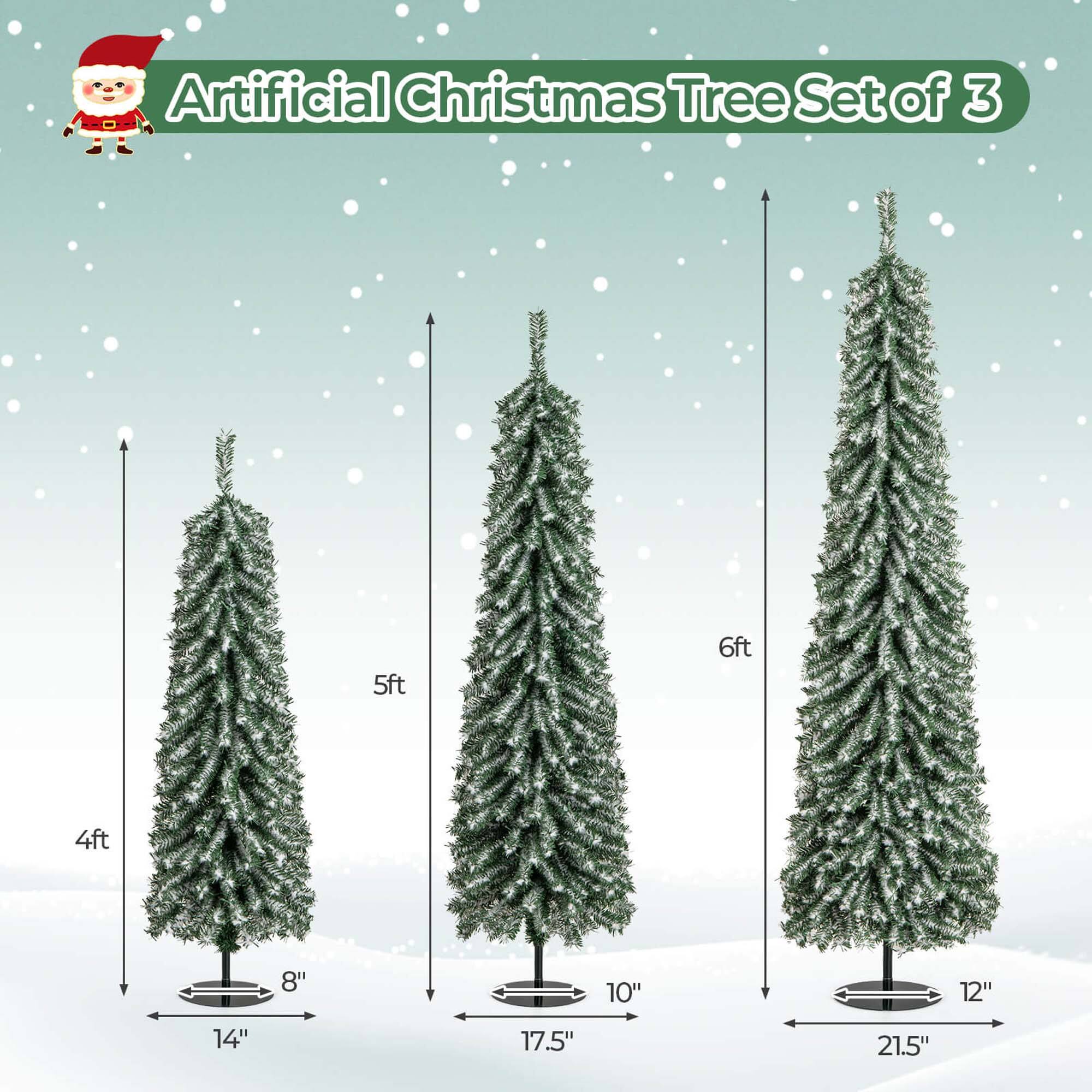 Artificial Christmas Tree Set of 3
4ft 5ft 6ft
8" 10" 12"
14" 17.5" 21.5"