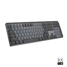 Front. Logitech - MX Mechanical Full size Wireless Mechanical Tactile Switch Keyboard for Windows/macOS with Backlit Keys - Graphite.