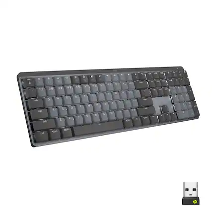 Front. Logitech - MX Mechanical Full size Wireless Mechanical Tactile Switch Keyboard for Windows/macOS with Backlit Keys - Graphite.