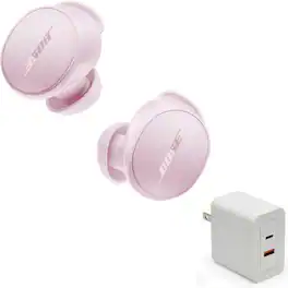 Bundle - Bose - QuietComfort Earbuds with Fast Charger - Noise Cancellation - Petal Pink