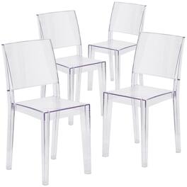 Emma + Oliver - 4 Pack Transparent Stacking Side Chair - Clear