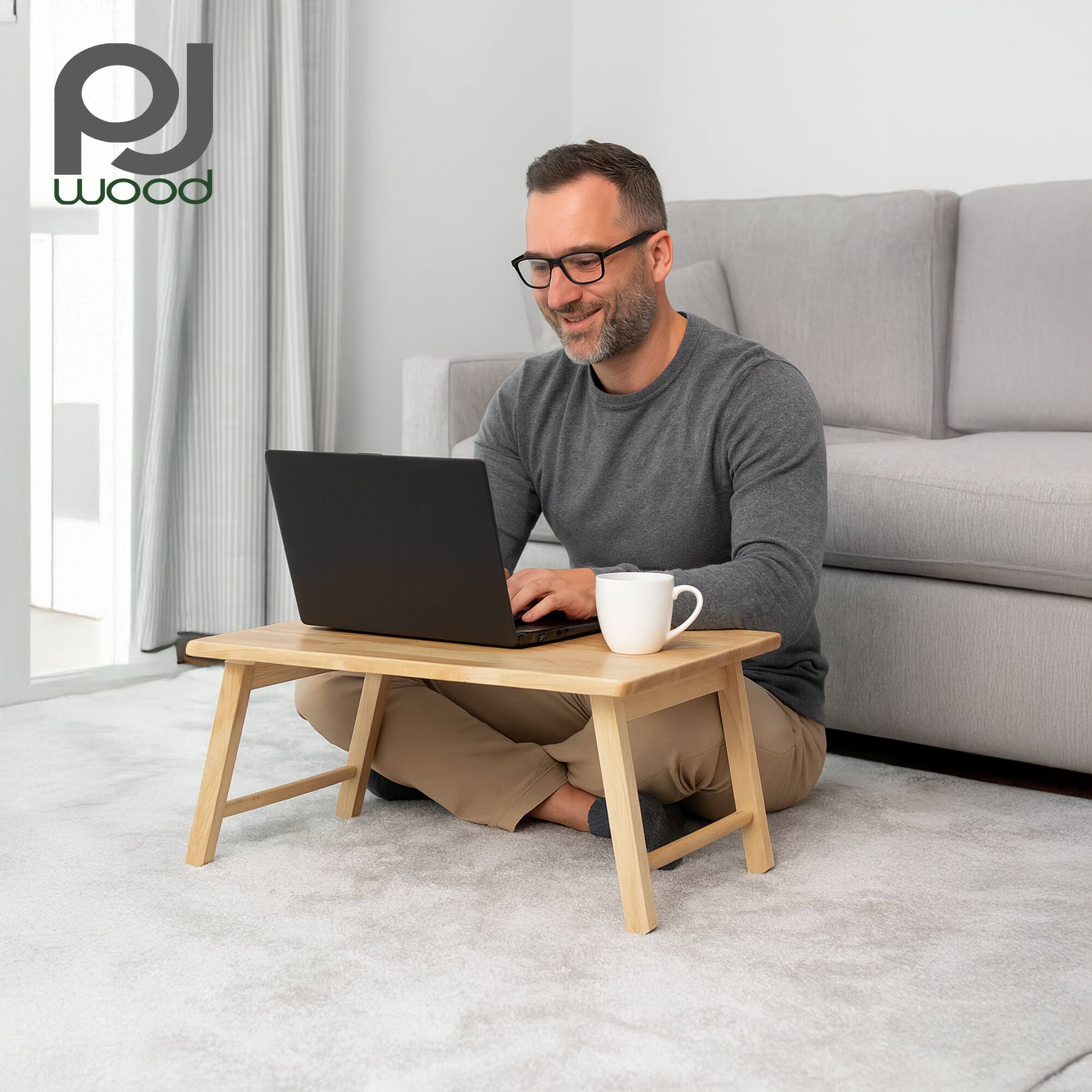 Alt View 3. PJ Wood - PJ Wood Folding Laptop Desk Tray Portable Bed Table for Computer Work, Natural.