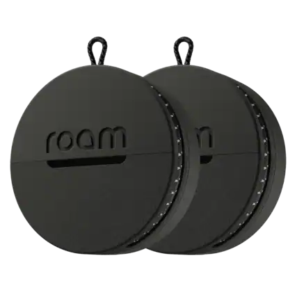 Front. Roam - Roam 3-in-1 Tracker - Bluetooth Item Locator, Keys/Luggage/Pet Gear, iOS or Android Find My, Waterproof, 2-Pack, Black - Black.
