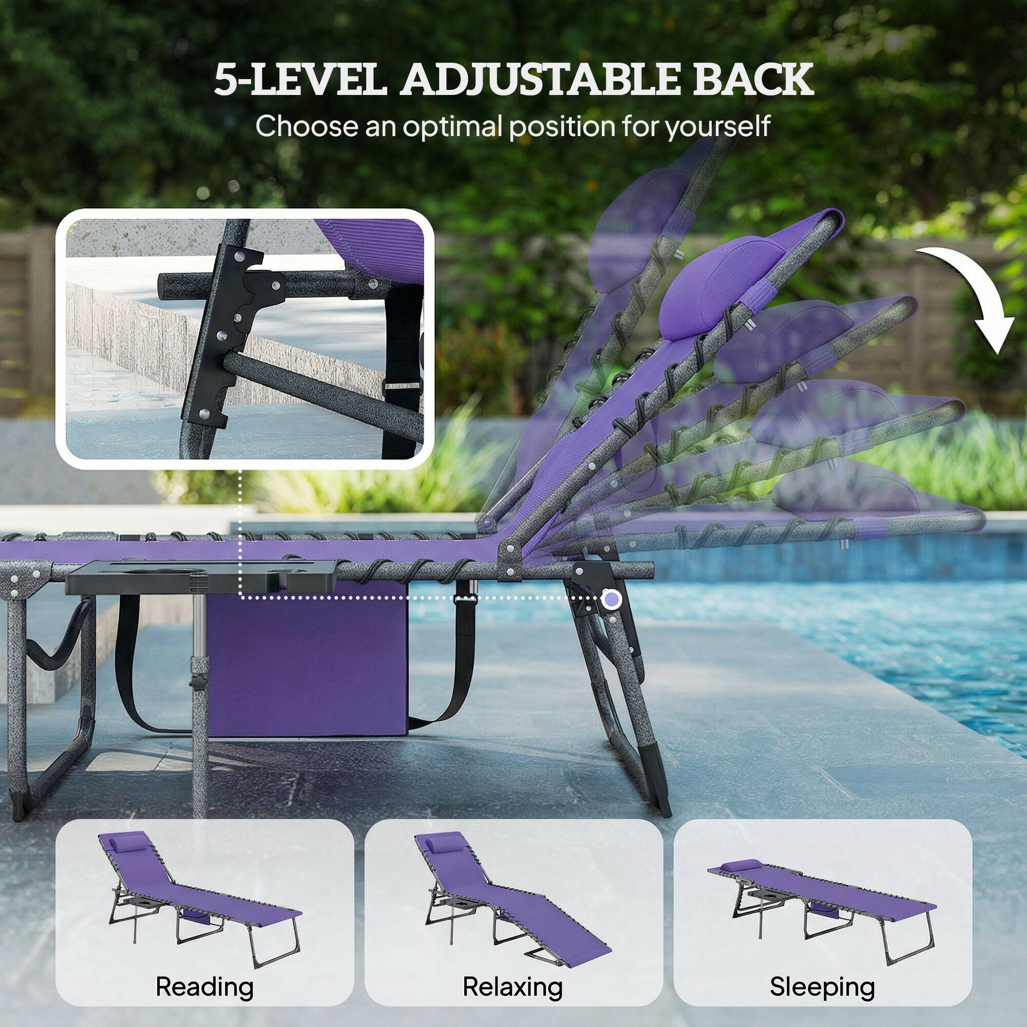 5-LEVEL ADJUSTABLE BACK  
Choose an optimal position for yourself  

Reading  
Relaxing  
Sleeping