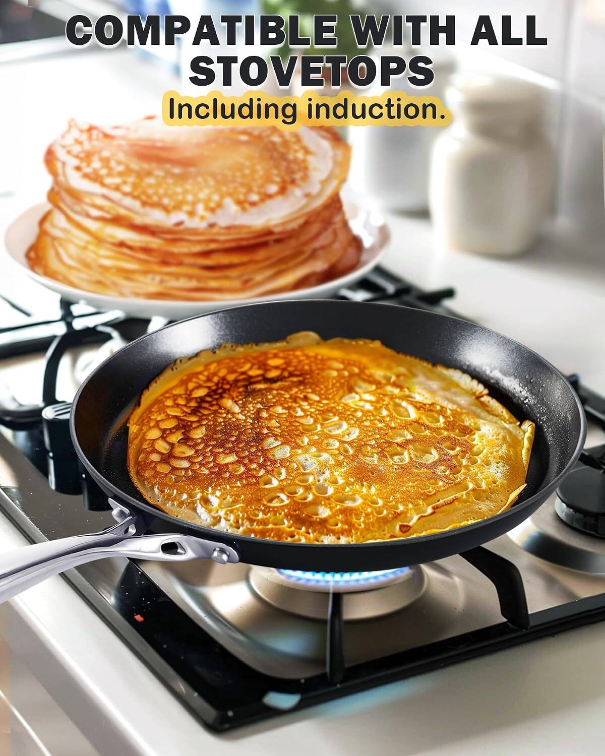 COMPATIBLE WITH ALL STOVETOPS  
Including induction.