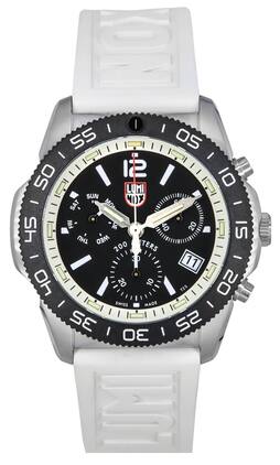 Luminox - Pacific Diver Chronograph White Rubber Strap Dial Swiss Quartz Diver's XS.3141 200M Men's Watch - Black