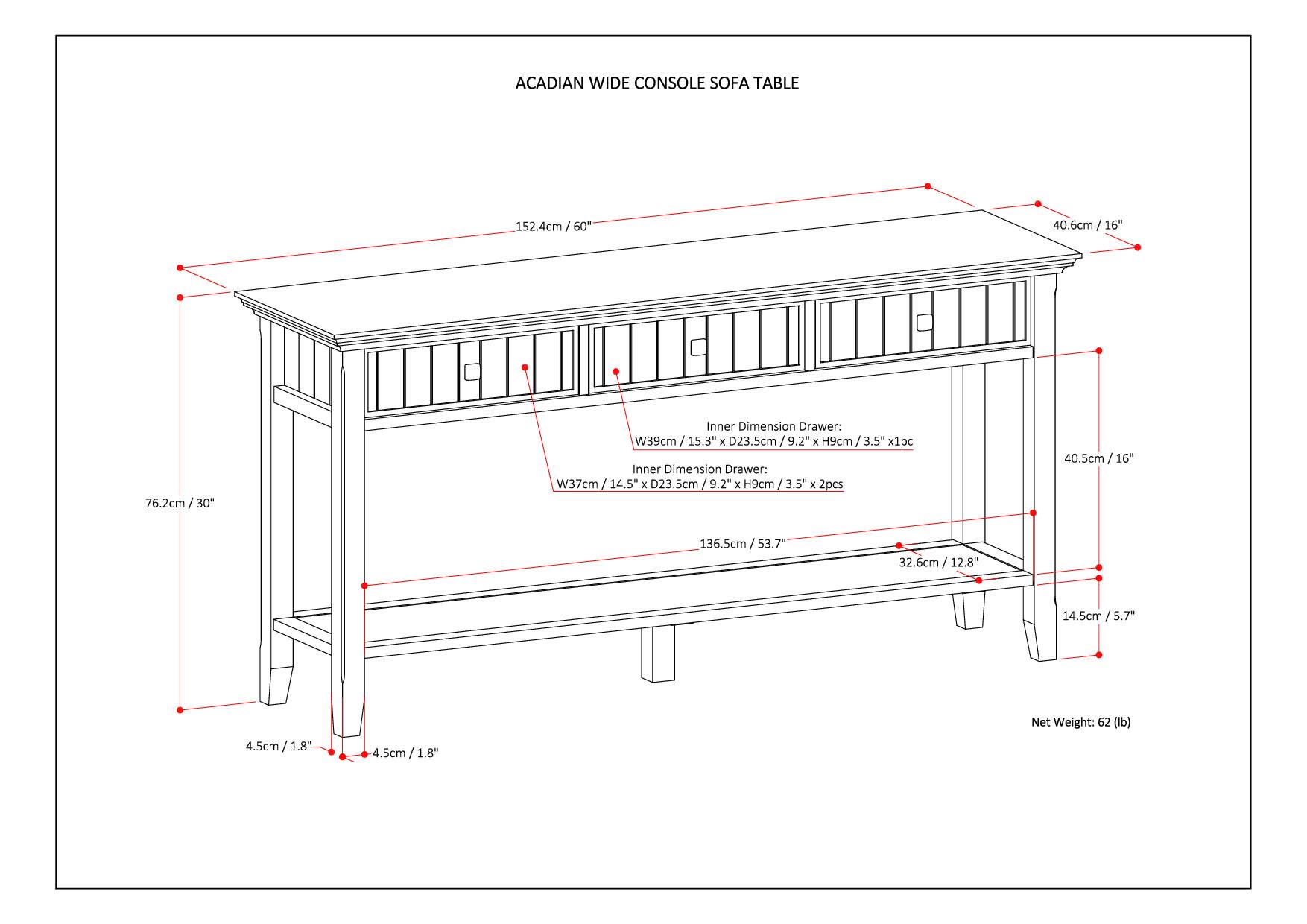 Alt View 19. Simpli Home - Acadian SOLID WOOD 60 inch Wide Transitional Wide Console Sofa Table in Brunette Brown - Brunette Brown.