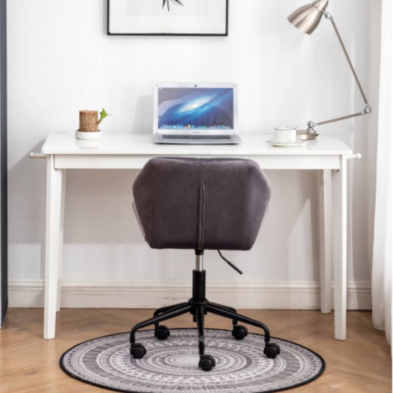 Alt View 4. HTUTWOO - Diamond Tufted Office Chair, 360° Swivel Adjustable Height, Velvet Fabric with High-Density Foam- for Home Office, Study - Gray.