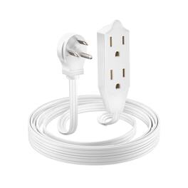 Maximm - 6 ft Flat Plug Extension Cord/Wire, Multi Outlet - 3 Prong Angled Plug Extension Cord - UL Certified - White