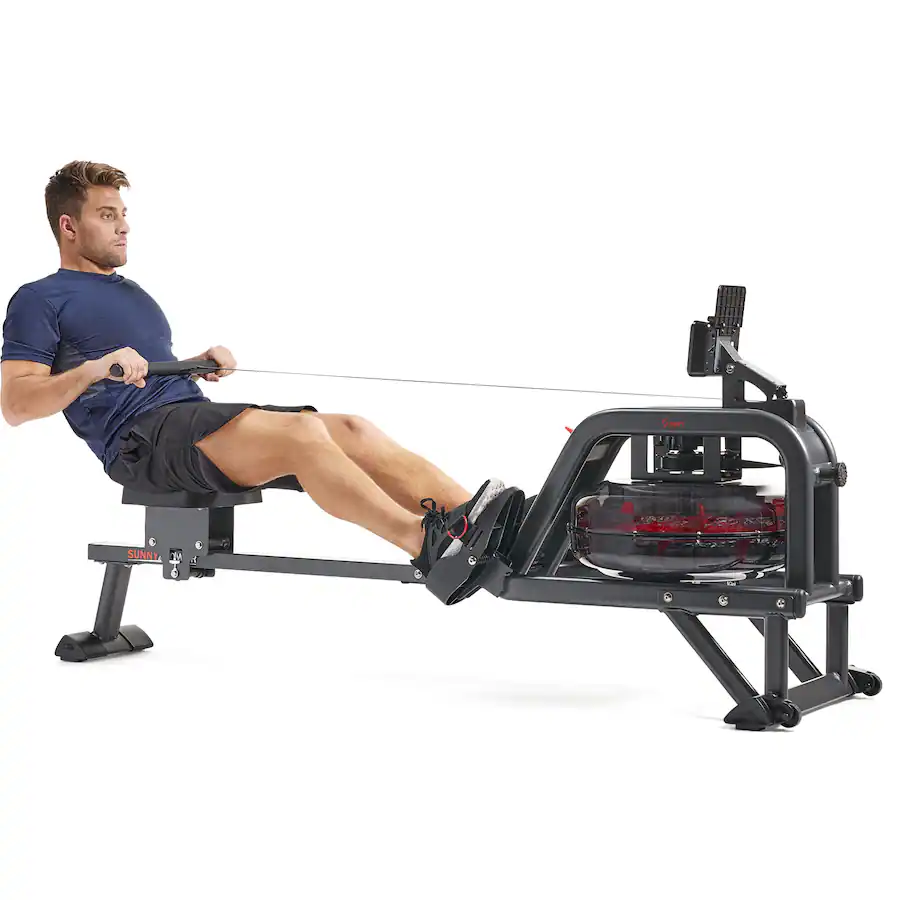 Uprise Rowing Machine Sunny Health & Fitness Premium Smart Obsidian Surge 500 M Water Rowing ...