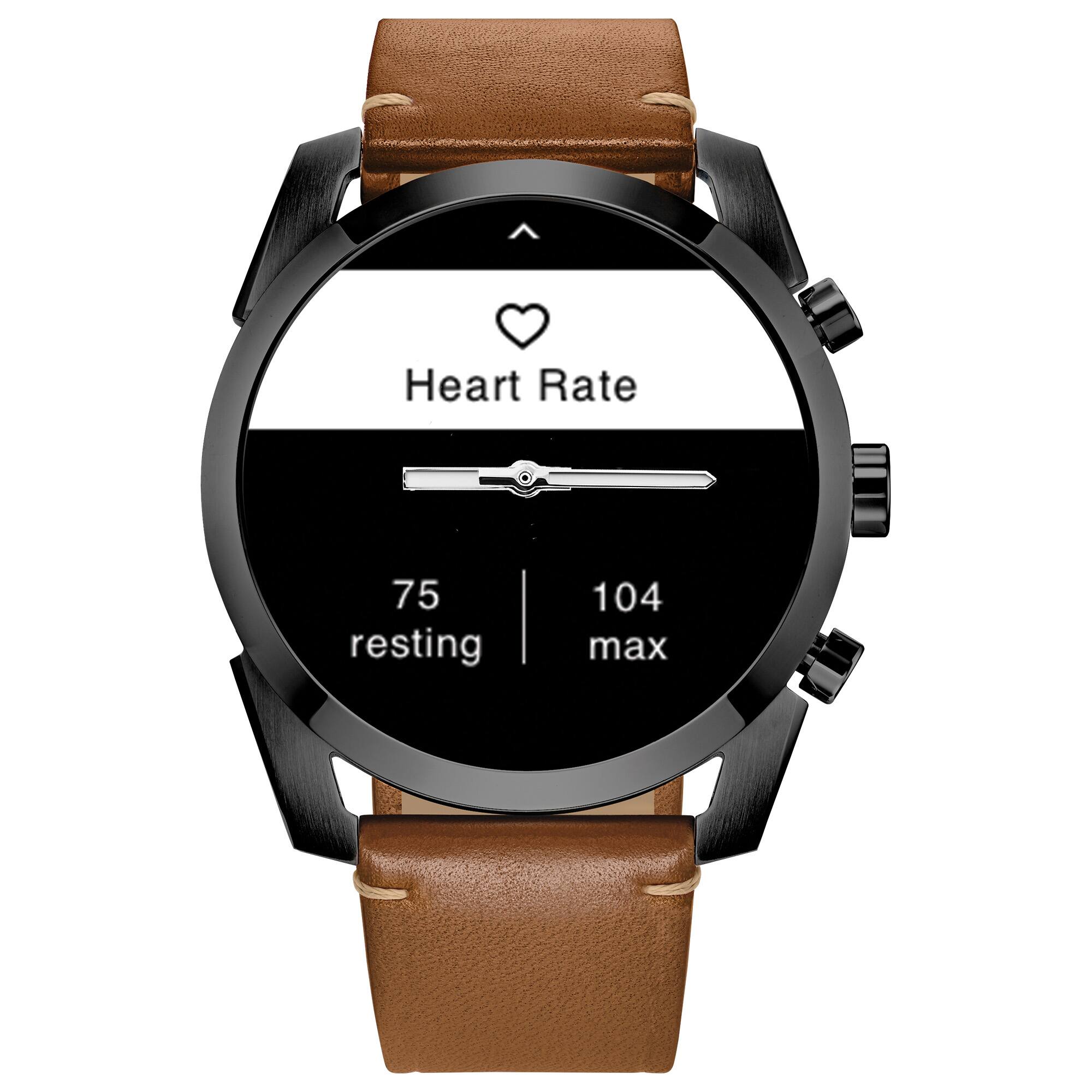 Alt View Zoom 1. Citizen - CZ Smart Unisex Hybrid 42.5mm Grey IP Stainless Steel Smartwatch with Camel Leather Strap - Gray.