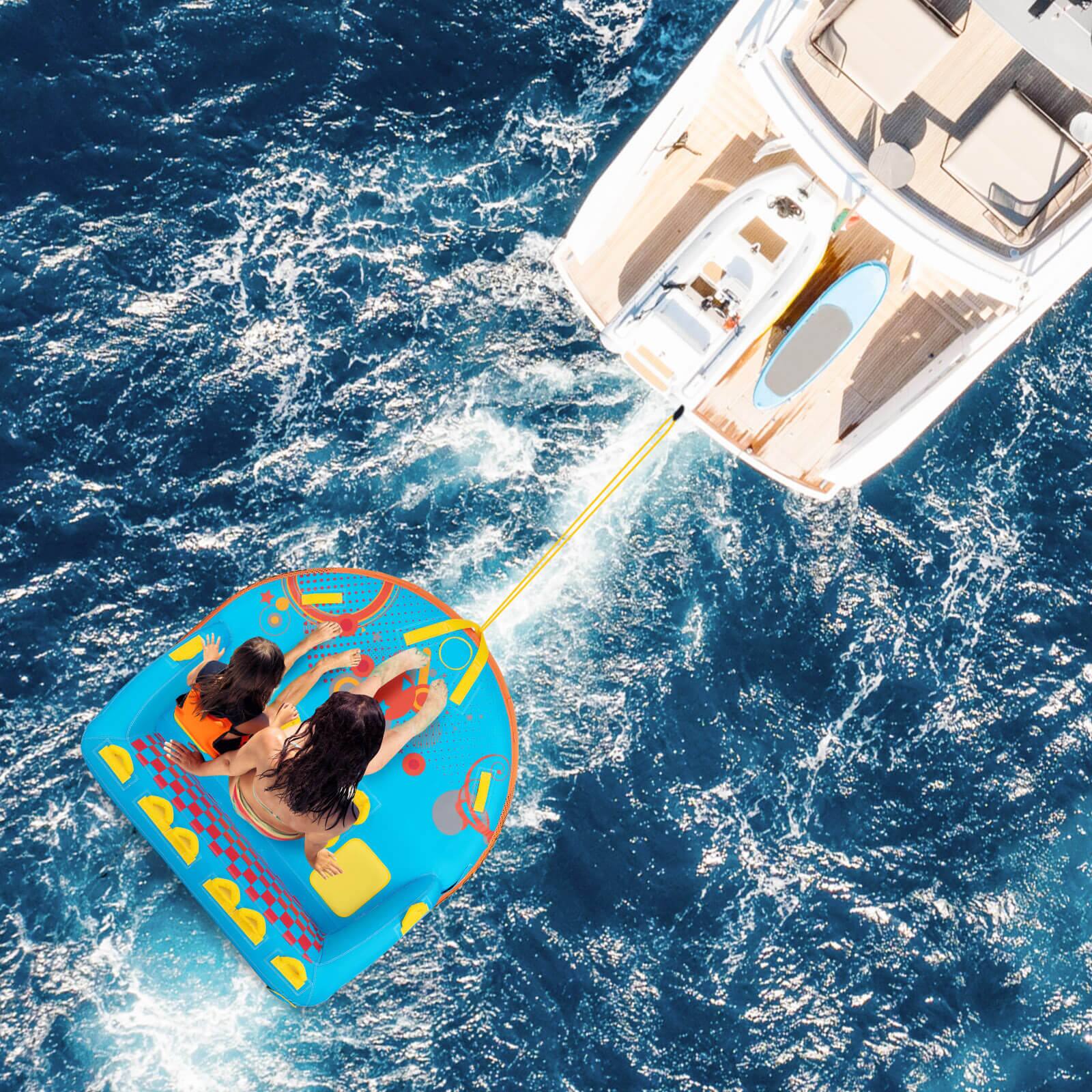 Alt View 4. Costway - Costway Towable Tube for Boating 3 Riders with Front & Back Tow Points for Towing Rider - Multicolor.