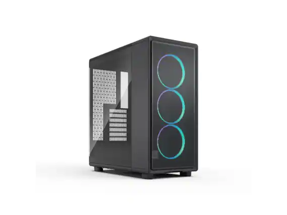 Front. Fractal Design - Fractal Design Epoch XL Black RGB - Tempered Glass - High Airflow - Mesh Front - 3 RGB Fans - Spacious ATX/mATX/ITX Case - Black.