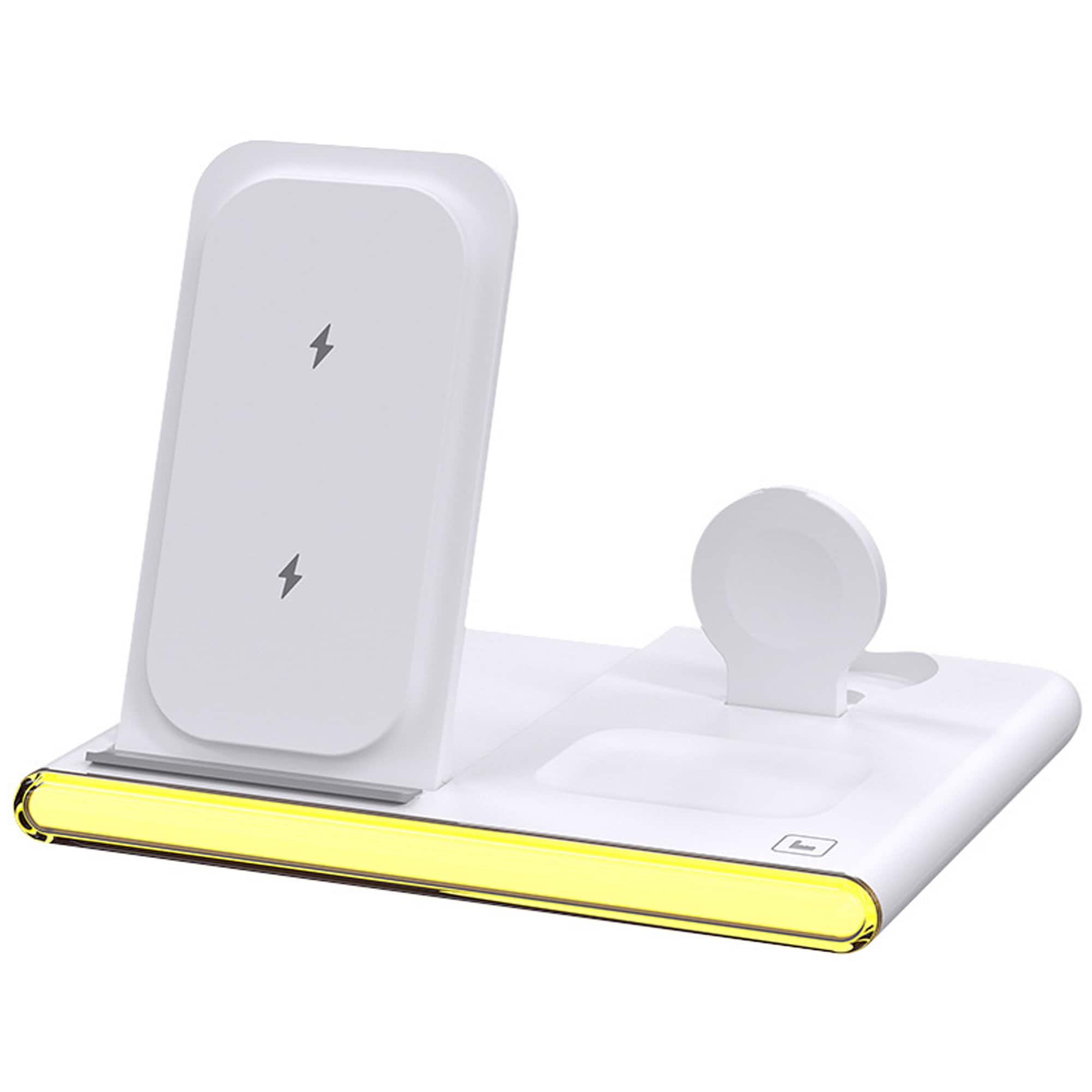 YONWAY - Foldable Charging Station with Light, 4 in 1 Wireless Fast Charger Stand Pad for iPhone, Apple Watch and Airpods