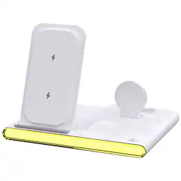 YONWAY - Foldable Charging Station with Light, 4 in 1 Wireless Fast Charger Stand Pad for iPhone, Apple Watch and Airpods