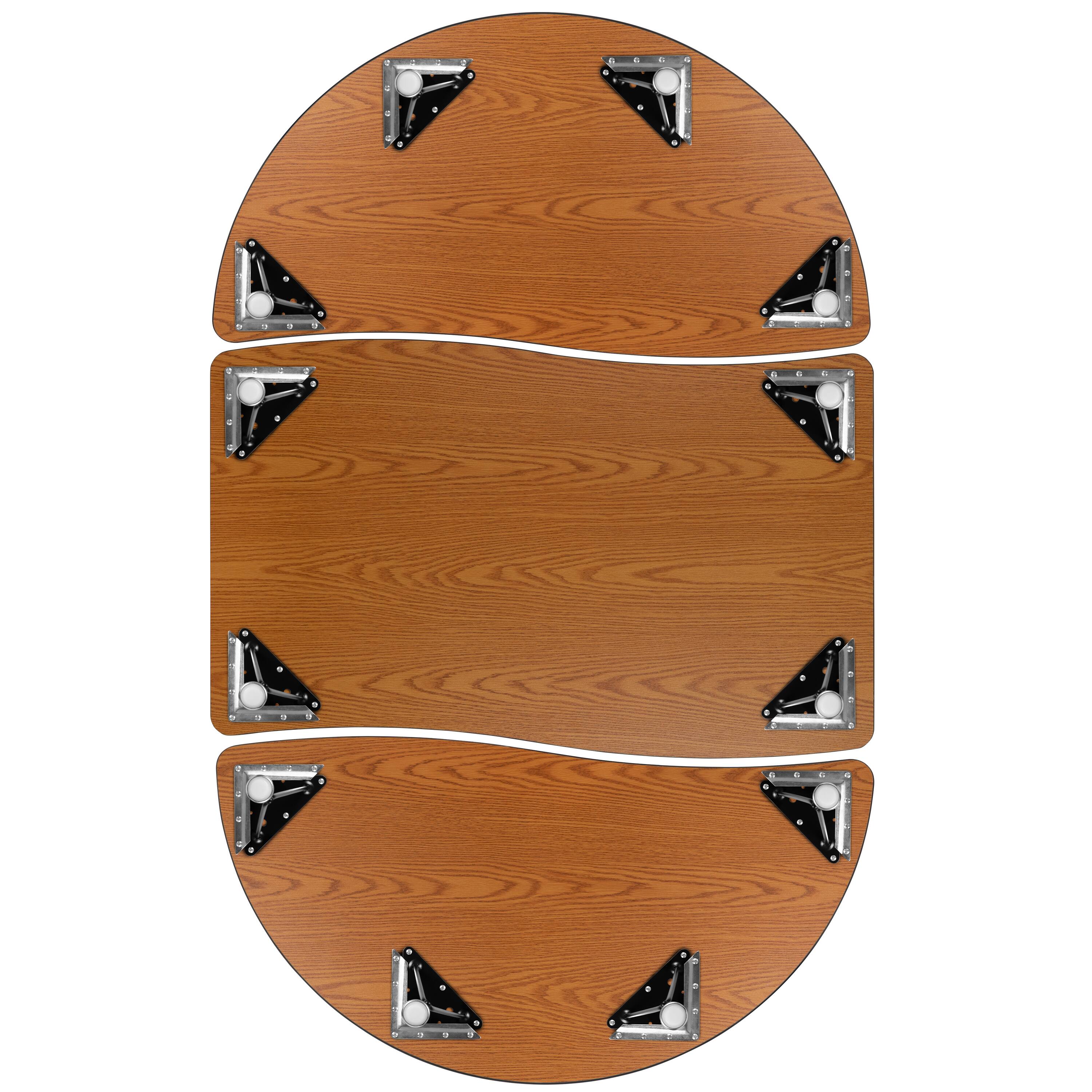 Alt View 8. Emma + Oliver - 3 Piece 76" Oval Wave Collaborative Grey Kids Adjustable Activity Table Set - Grey.